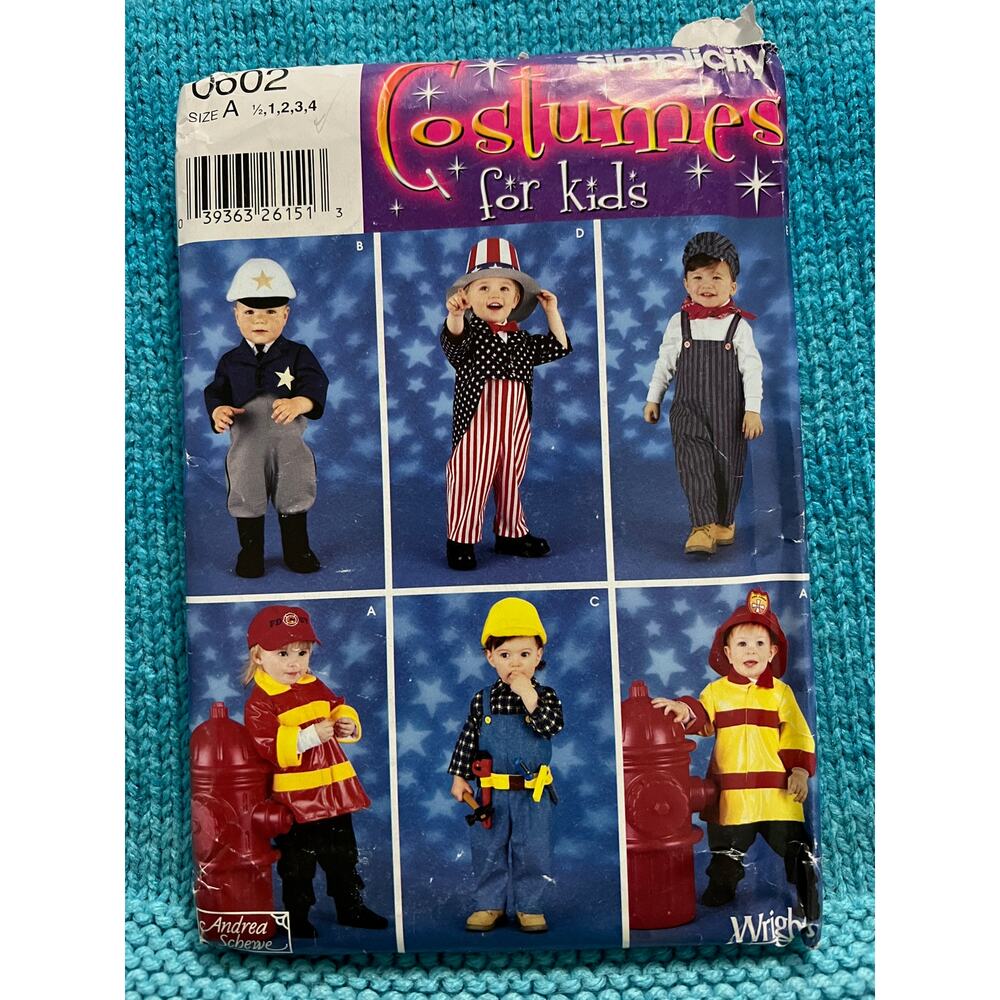 Simplicity 0602 costume toddler firefighter police uncle sam size 1 2 3 4